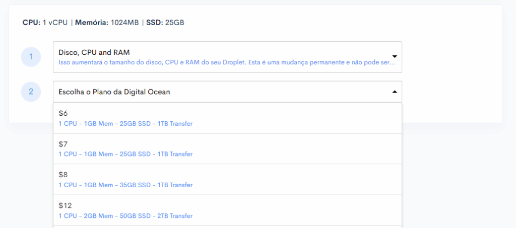 Como fazer upgrade / downgrade de servidores? 4 image 275