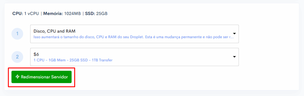 Como fazer upgrade / downgrade de servidores? 5 image 276