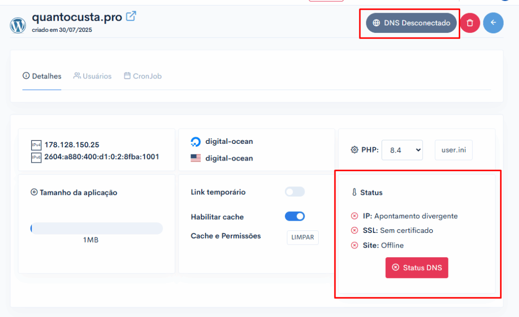 Como apontar um novo domínio para minha aplicação? 3 image 360